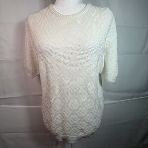 Classic Cream Crewneck Short-Sleeve Sweater